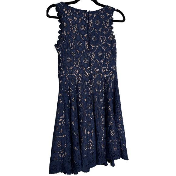 City Studio Fit & Flare Mini Dress Juniors 5 Blue Lace Sleeveless Coquette Party - Picture 3 of 10